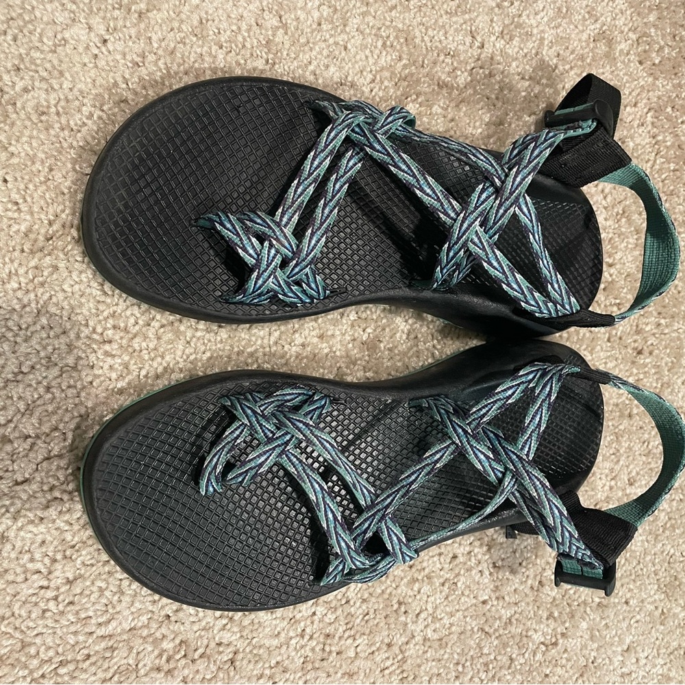 Ladies Chaco Black and Teal Sandals sz 11